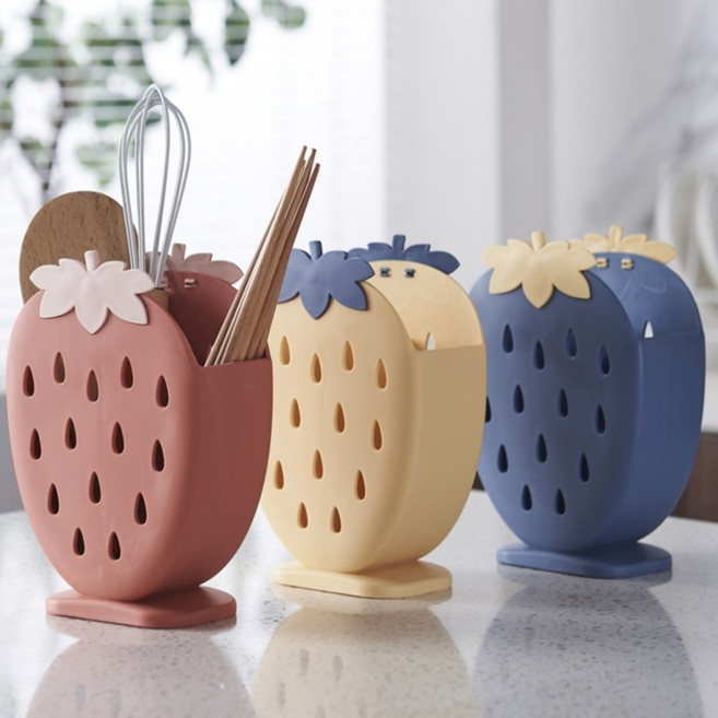 living&kitchen 물빠짐 수저통 숟가락통 수저꽂이 가벼운 수저정리함 수저보관, 핑크