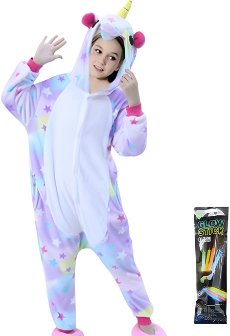 유니엔젤 유니콘 스타 동물잠옷 + 야광봉 세트