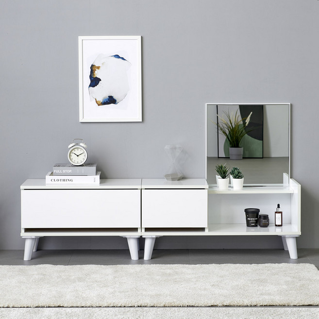 공간사이 안나 800 수납 좌식화장대 + 서랍장, 화이트