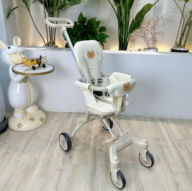 휴대용 접이식 양대면 유모차 경량 트라이크, 기본 버전 바닐라 크림