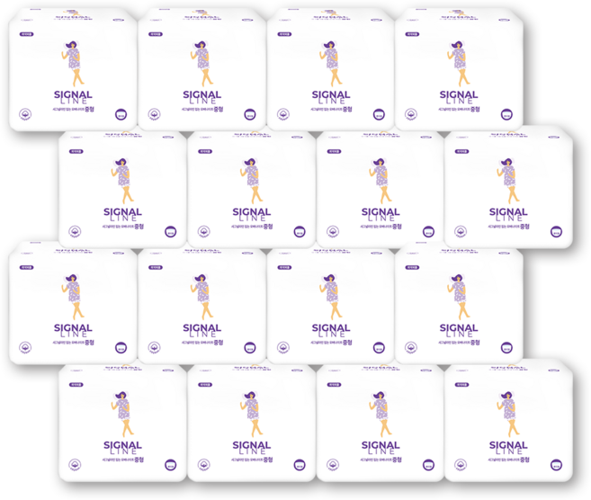 시그널라인 입는오버나이트생리대 16팩, 16개, 8개입, 중형