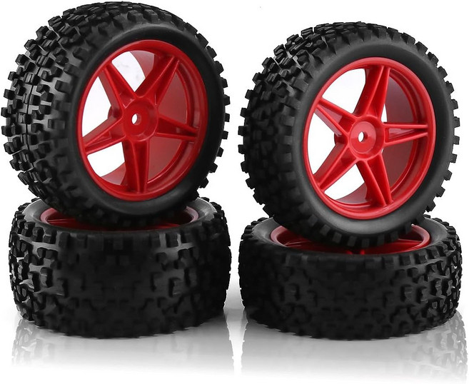 110 RC 오프로드 타이어 및 휠 림 12mm 헥스 세트 앞뒤 87mm 고무 버기 폼 인서트 1:10 카 HSP 교쇼 I 타미야 94107 94166 94155 4PCS 빨간색, Red