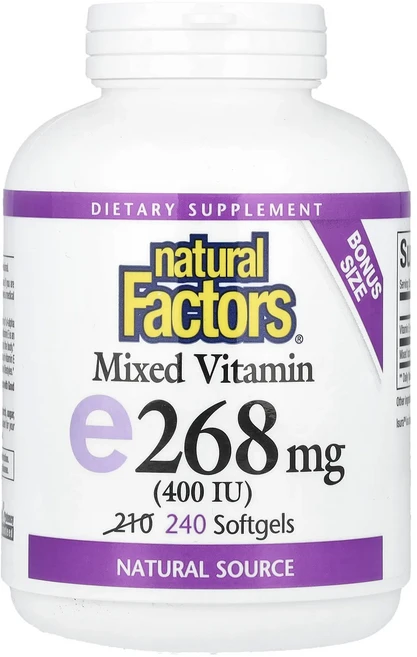 Natural Factors 혼합 비타민E 268mg(400IU) 소프트젤 240정, NaturalFactors혼합비타민E268mg400IU, 1개 - 쿠팡