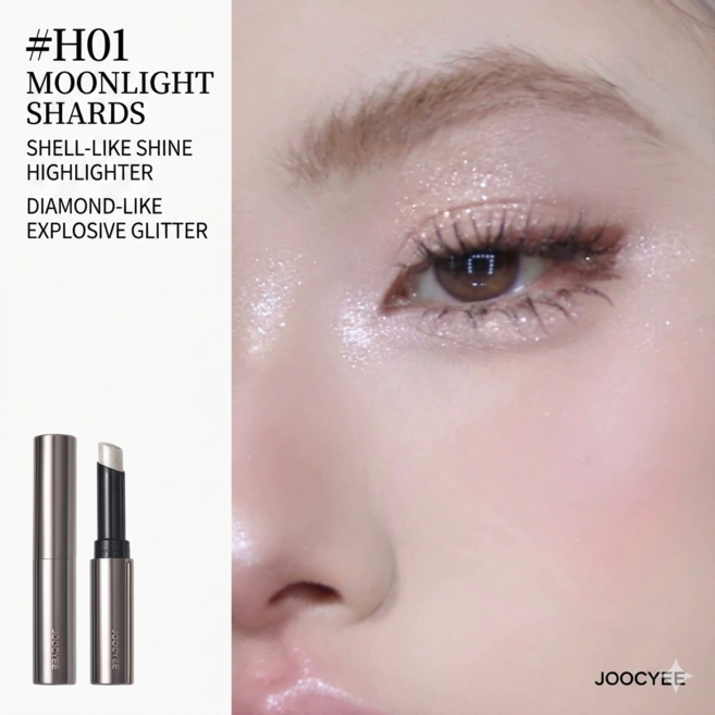 Joocyee 다이아몬드 하이라이트 스틱 폭발적인 진주 빛 아이섀도우로 눈을 밝게, 1개