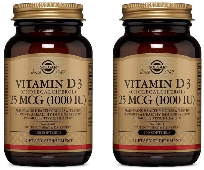 Solgar Vitamin D3 솔가 비타민 D3 100정 2팩, 2개 - 쿠팡