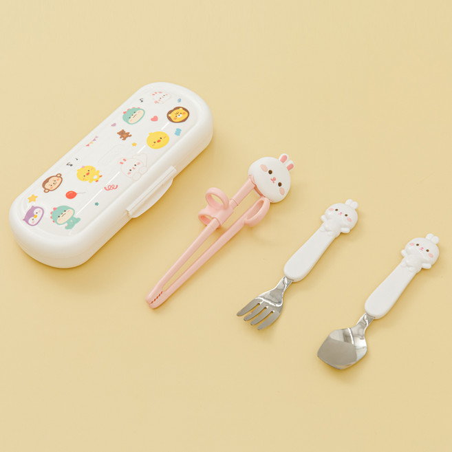 에디슨 프렌즈 아이맞춤 젓가락 4종 세트, 흰토끼, 1세트