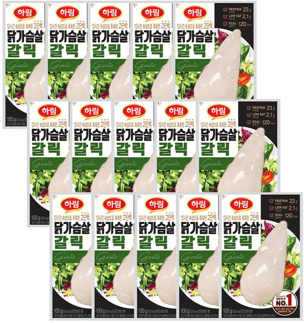 하림 닭가슴살 갈릭 100g, 15개