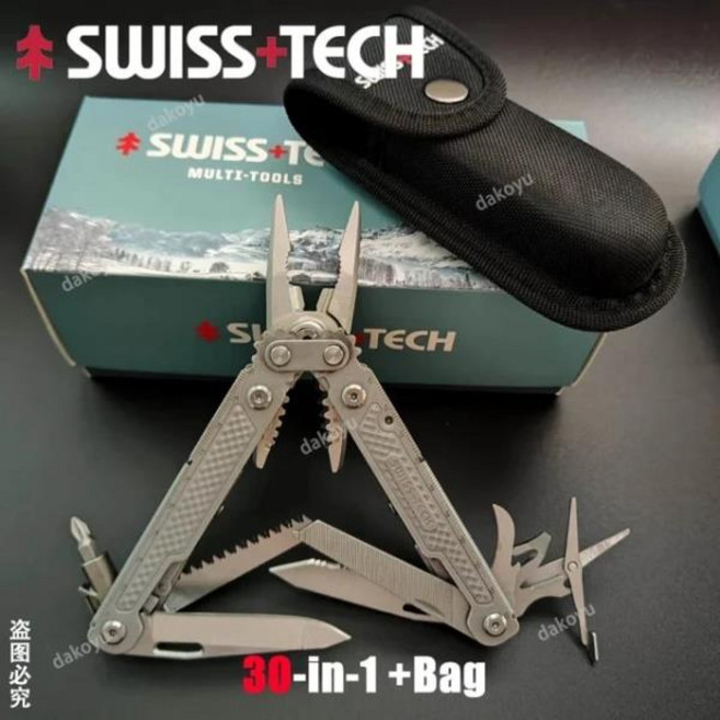SwissTech 접이식 멀티툴 플라이어 다기능 조합 도구 가위 EDC 야외 장비 18 in 30/37, 1개