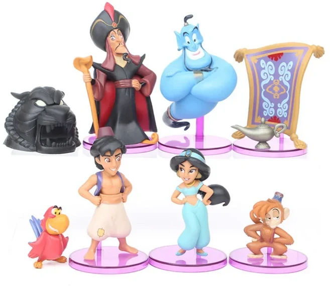 쿠쿠스토어 8개/세트 알라딘 재스민 공주 피규어 애니메이션 미니 장식 PVC 컬렉션 만화 장난감 모델 공예, 01 8 pcs, 1
