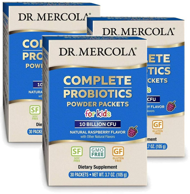 닥터머콜라 키즈 프로바이오틱 100억 CFU 유산균 파우더 30포 Dr. Mercola Kids Complete Probiotics, 3개