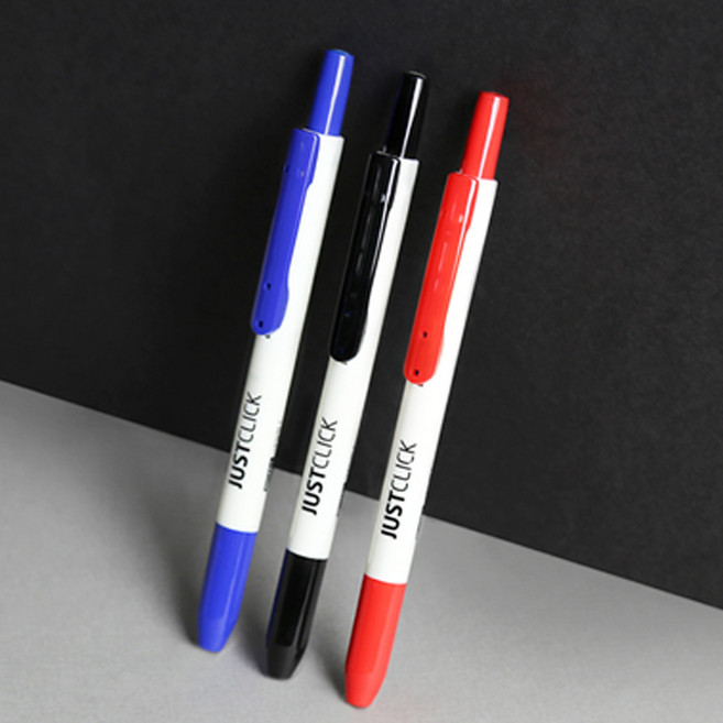 모리스 저스트클릭 네임펜F MRN-104 0.7mm 뚜껑 캡 없는 노크식 원터치 펜, 적색