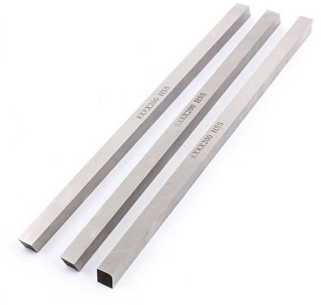 uxcell 완성 바이트 선반 도구 HSS 200x8x8mm 323g 3장 블랭크 은색톤, uxcell 완성 바이트 선반 도구 HSS 200x8x