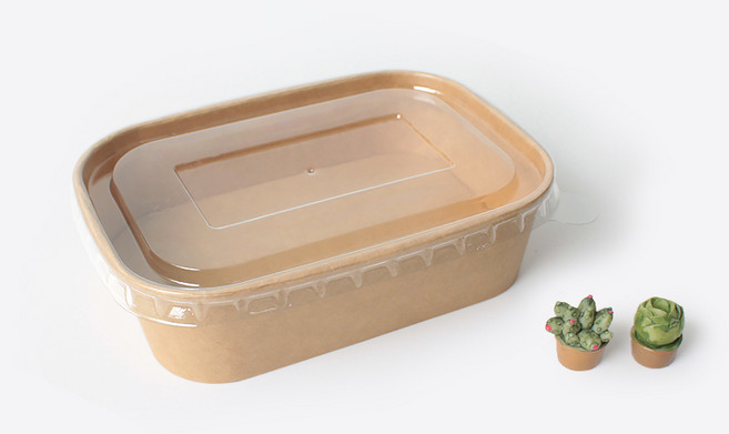 KP둥근사각 JH-R-580세트 투명뚜껑 친환경 종이용기 도시락 덮밥 샐러드 제과 포장용기 [300세트]