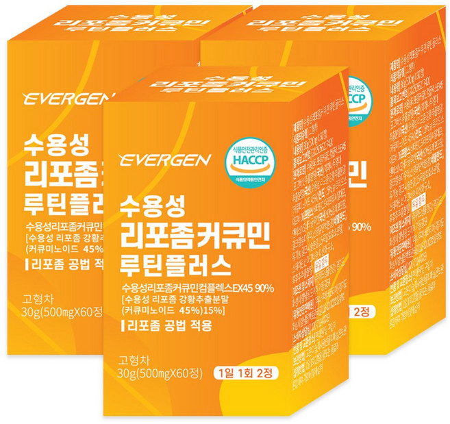 에버젠 수용성 리포좀 커큐민 루틴플러스, 3개, 60정