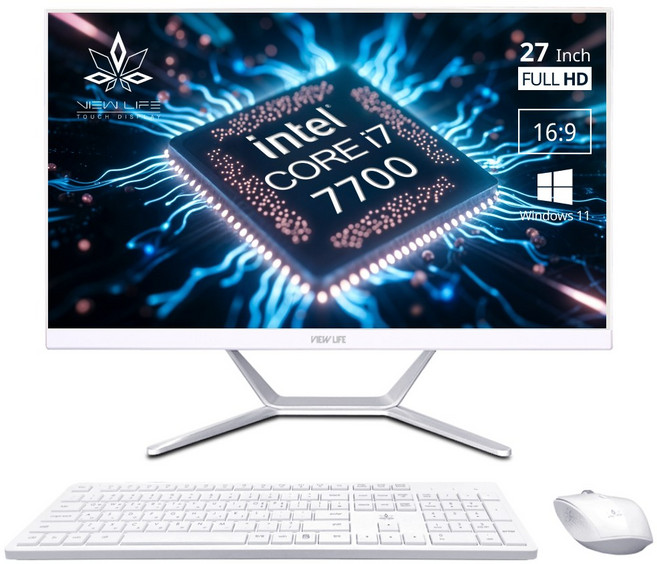 뷰라이프 27형 일체형PC 인텔i7-7 정품 윈도우11 Pro 포함 무선키보드마우스 증정, i7-7세대, WIN11 Pro, 512GB, 8GB, 화이트
