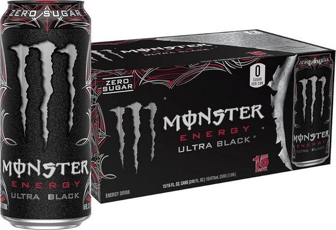 Monster Energy 울트라 블랙 무설탕 에너지 드링크 473.2ml16온스 15개 팩 217204, 15 Pack, Ultra Peachy Keen, 없음, 473ml