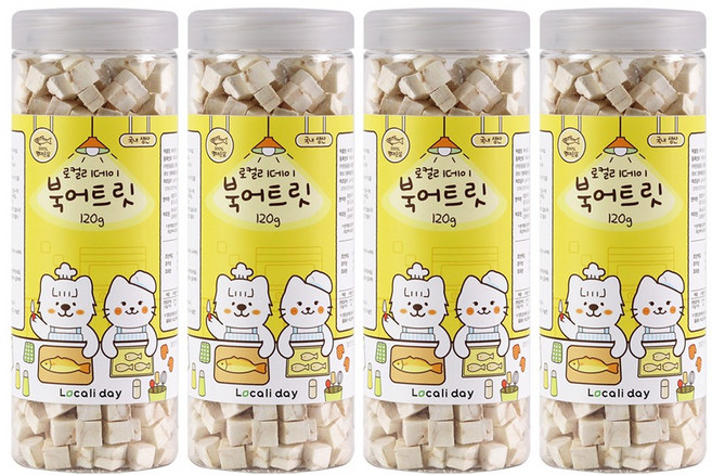로컬리데이 강아지 고양이 북어트릿 저염분 국내생산 동결건조 간식, 4개, 120g, 북어