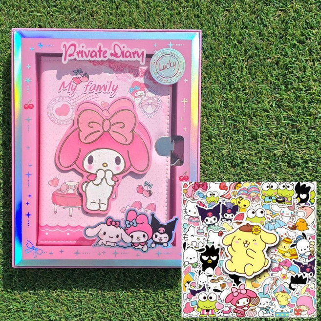 산리오 라부부 빙글빙글 다이어리 다꾸 어린이 초등학생 어린이날 크리스마스 선물, 1개, 마이멜로디 분홍