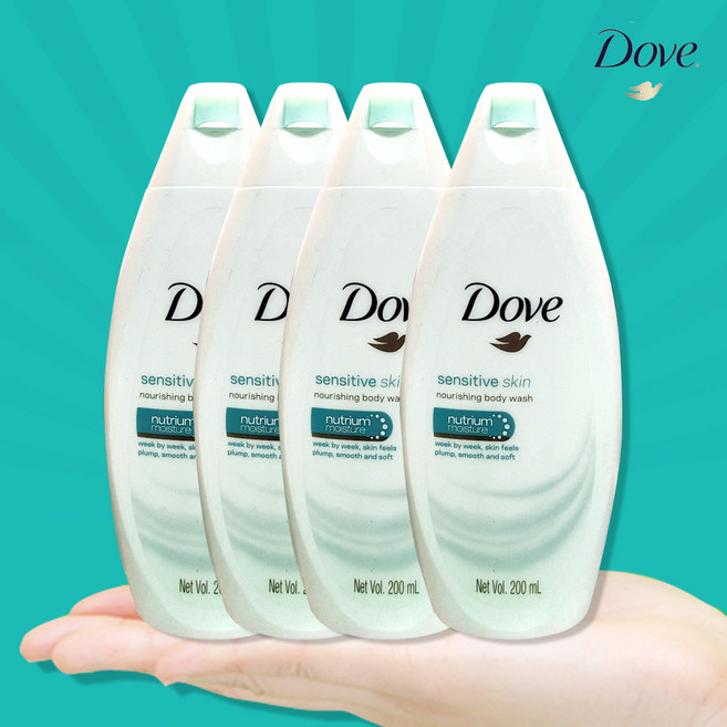 도브 휴대용 센스티브 바디워시 200ml, 200g, 4개