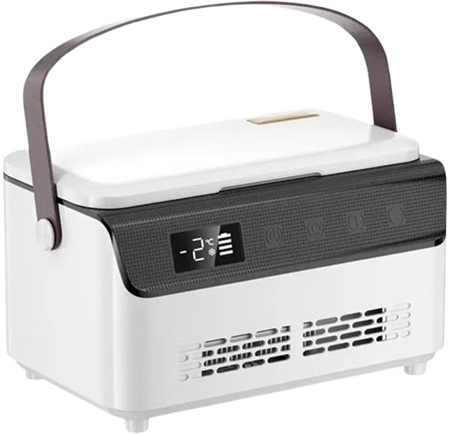 胰島素冷藏盒 雙層便攜式小冰箱 13600mAh電池, 白色+黑色, 雙層胰島素冷藏盒小冰箱5V雙層三節電池