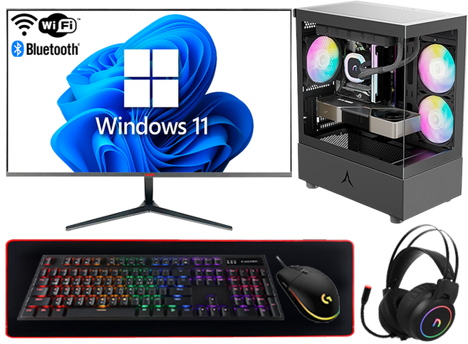 PC온스튜디오 게이밍 컴퓨터 풀세트 모니터포함 조립PC 게임용 데스크탑, 풀세트 - FG09, 500GB, 블랙, WIN11 Home