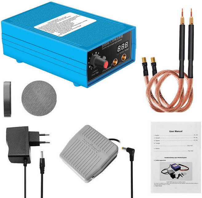 휴대용 고출력 스폿 용접기 5000W 0 800A 전류 조절식 18650 배터리용, 2) EU Plug - EU Plug As Pic, 1개