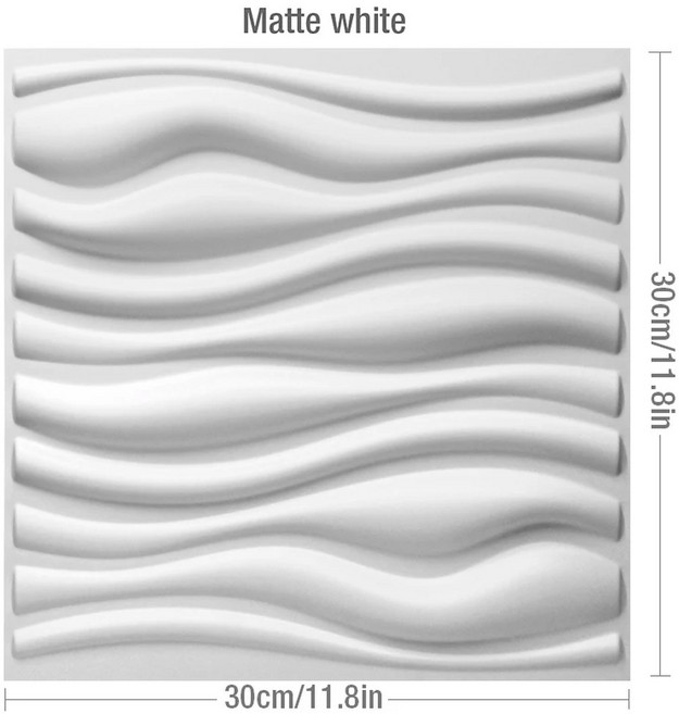 12개 30CM 3D 스티커 장식 패널 북유럽 미니멀리스트 라인 90년대 감성 거실 벽지 방수, 22 i-Matte white-12 pcs