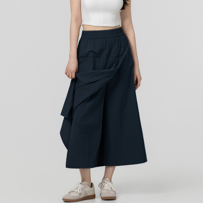 잠끌 와이드 밴딩 랩 치마바지