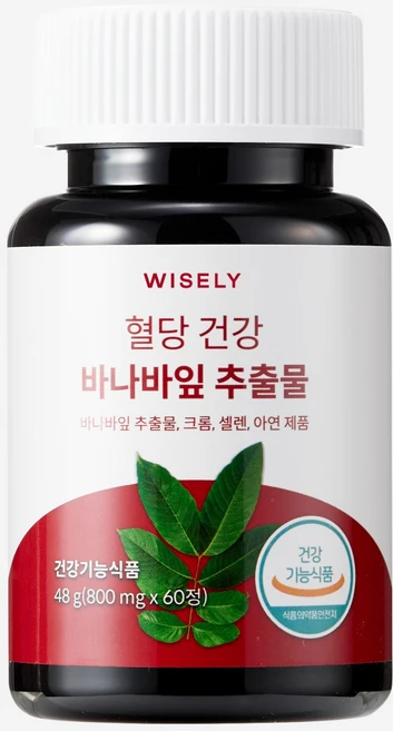 와이즐리 식후 혈당건강 바나바잎 영양제, 1개, 60정 - 쿠팡