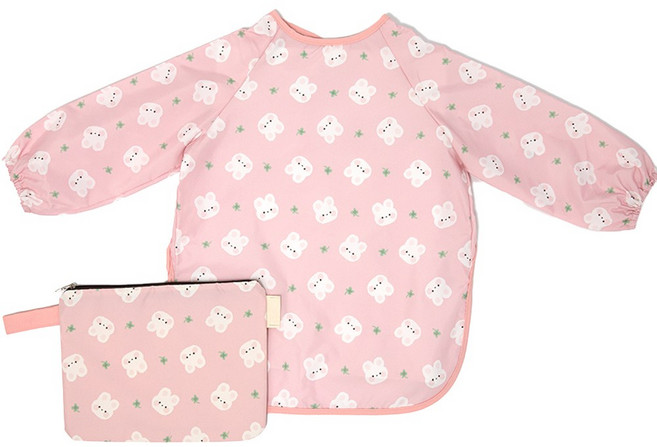 세맘스 어린이 유아 방수 미술가운+파우치세트 촉감놀이 자기주도 이유식 긴팔 턱받이