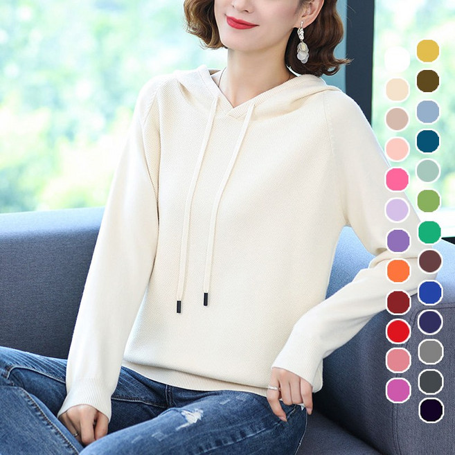 [당일배송] 여성용 부드러운 후드 니트티 25color