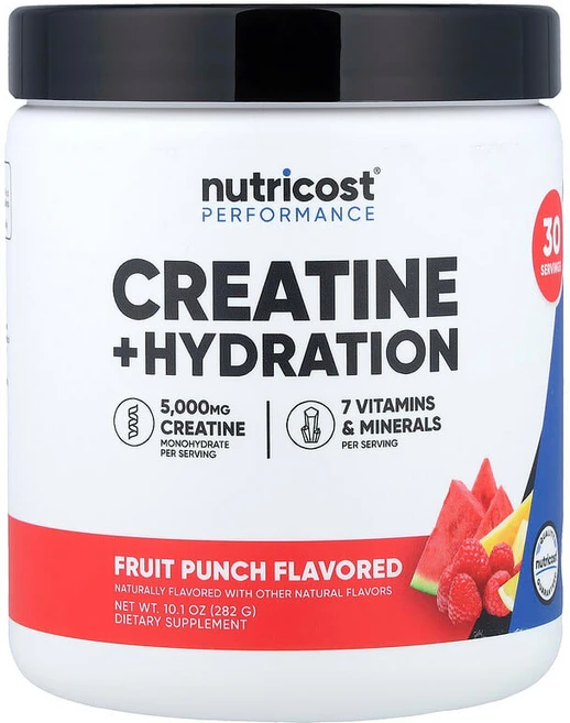 Nutricost 운동 능력 크레아틴 + 수분 보충 과일 펀치 282g(10.1oz) NCS-57583, 1개, 1개 - 쿠팡