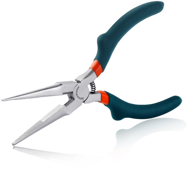 SPEEDWOX 와이어 커터 톱니 모양 턱 볼록 어깨 플라이어 와이어와 작은 물체 잡기용 소형 주얼리 플라이어 마이크로 주얼리 플라이어, 1개