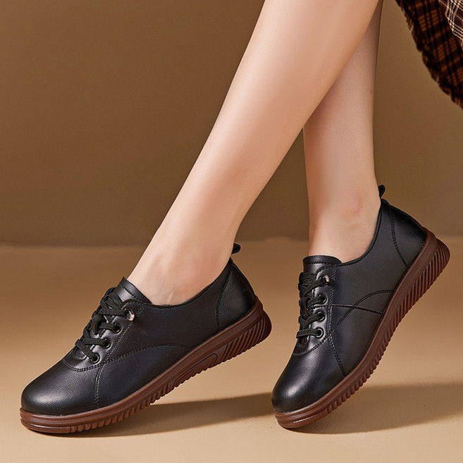 JLVJ 여성 신발 캐주얼 스니커즈 가죽 초경량 단화 슬립온