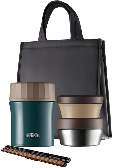 써모스 플 + 스 반반 보온도시락 1140ml TKLG-1150, 그린포레스트(GR), 1개