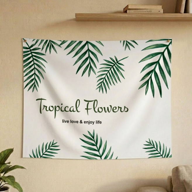 드림이지 간편설치 태피스트리 패브릭 포스터, 트로피컬 팜