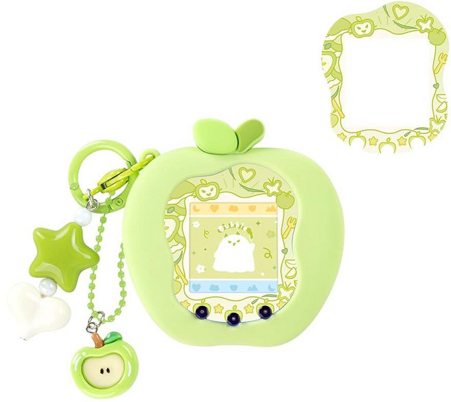 BUBBLELOGUS 버블 보호 케이스 다마고치 유니용 - 부드러운 TPU 실리콘 커버 페이스 플레이트 참 트 긁힘 방지 방수 레드 [호환], 초록색