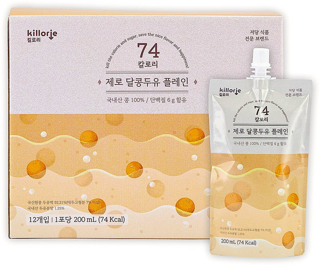 킬로리 제로 달콩 단백질 두유 플레인, 12개, 200ml