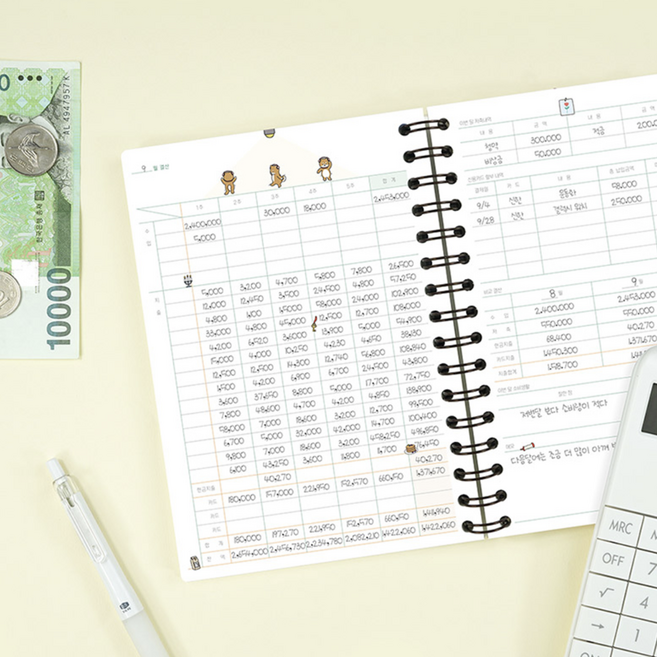 오르비앙 미니 가계부노트 보리 용돈기입장 금전출납부 15x21cm