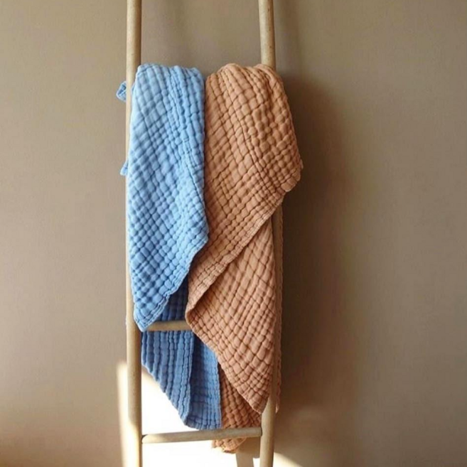 태어나줘서고마워 6중 거즈블랭킷 애착이불 출산돌선물고민끝 종이쇼핑백동봉 거즈턱받이1장서비스, 스카이블루