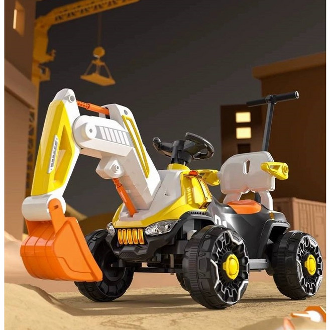 兒童電動怪手 挖土機 可坐可騎工程車 兒童挖掘機 YF17600, 1個, 黃色