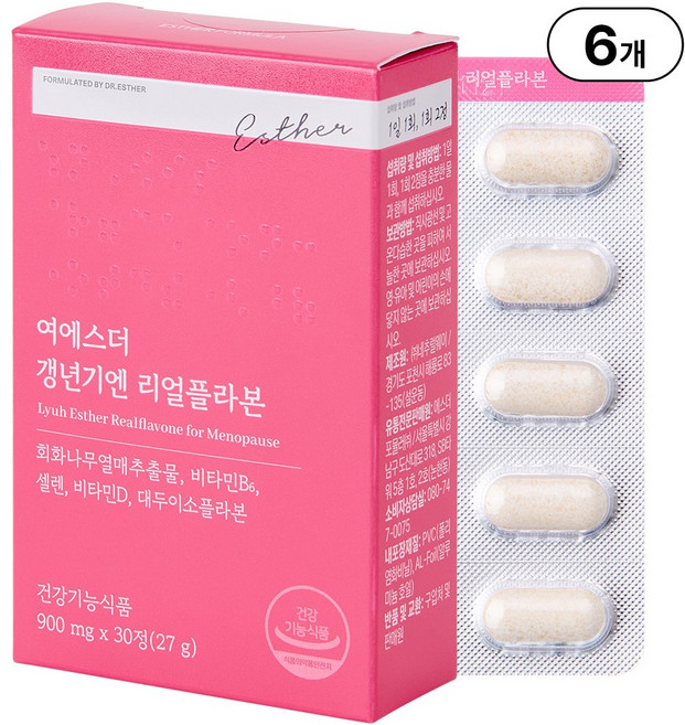 본사직영 여에스더 갱년기엔 리얼플라본 l 갱년기 여성 건강 기능성 l 국민영양 프로젝트, 30정, 6박스
