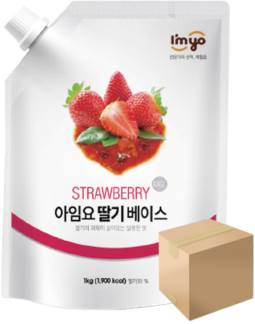 아임요 딸기 베이스 스무디용 잼, 1kg, 12개