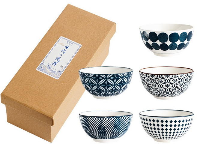 BLOWFISH FUGU 일본밥공기 밥공기 스프볼 5종 세트 A-032, 블루