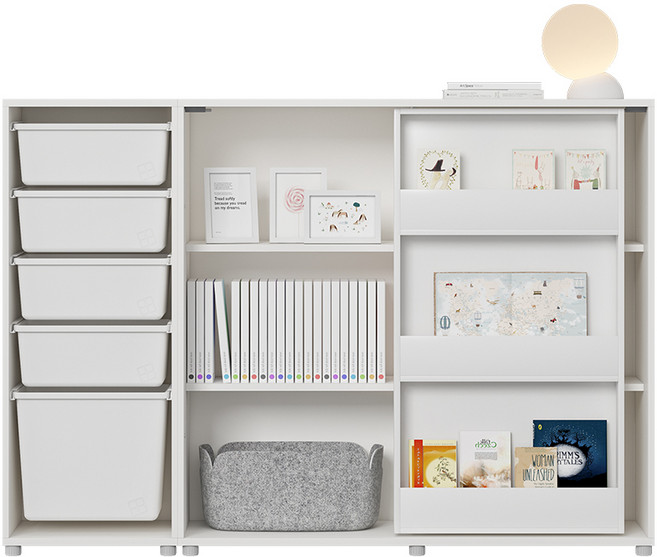 한샘 샘키즈 슬라이딩 수납장 전면책장형 박스 1600, A형:(몸통)크림화이트/(박스)하프베이지(A)