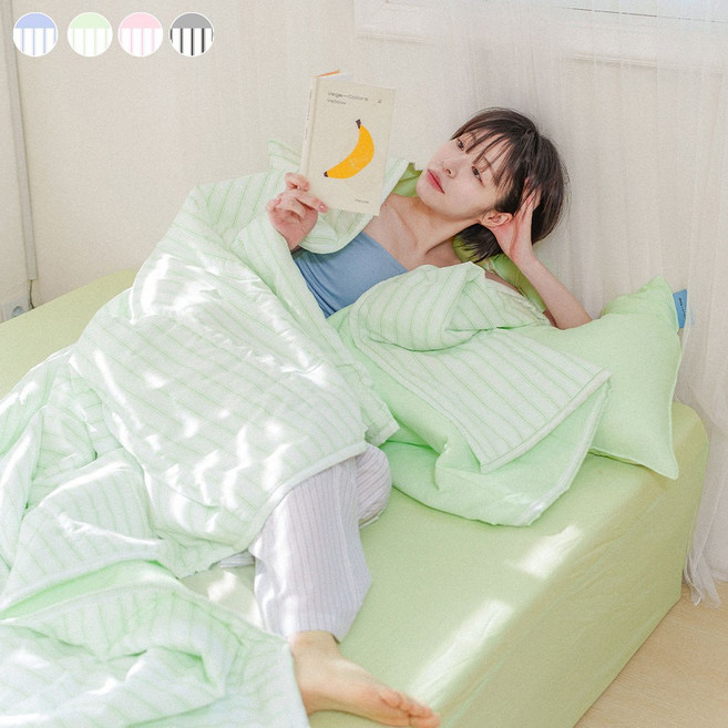 믹스앤매치 썸머레이 냉감 모달 누비 이불베개세트 SS/Q 4컬러