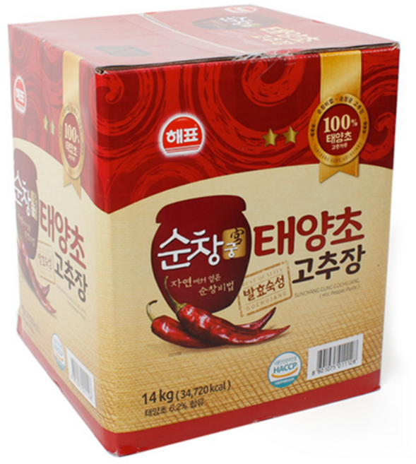 사조해표 태양초 고추장 순창궁 업소용 14kg 캔, 2개