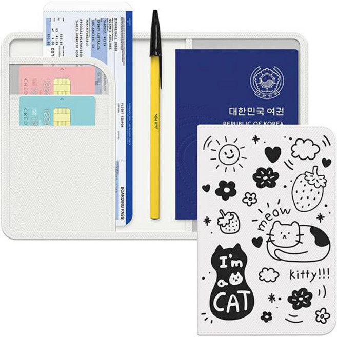 저스트포유 드로잉 해킹방지 여권 케이스 안티스키밍 RFID차단