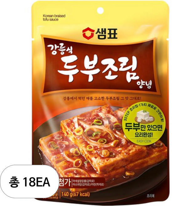 샘표 강릉식 두부조림 양념, 140g, 18개