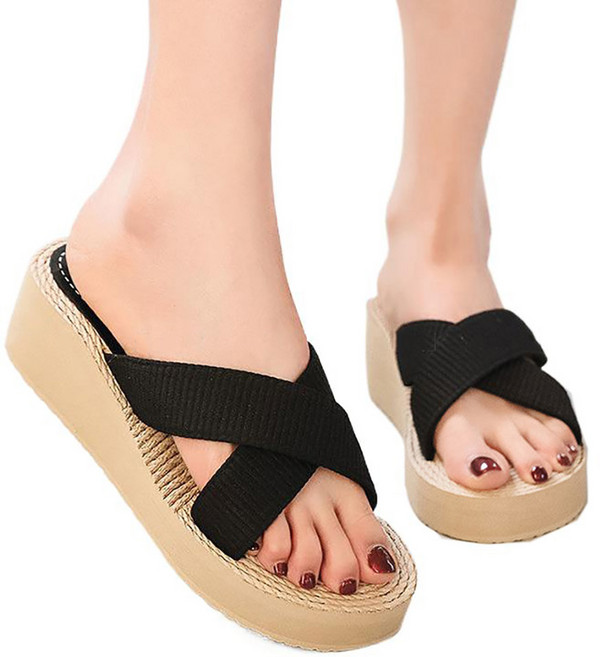 셀럽당 여성 샌들 여름 슬리퍼 힐 웨지 비치 샌들 2cm/5cm
